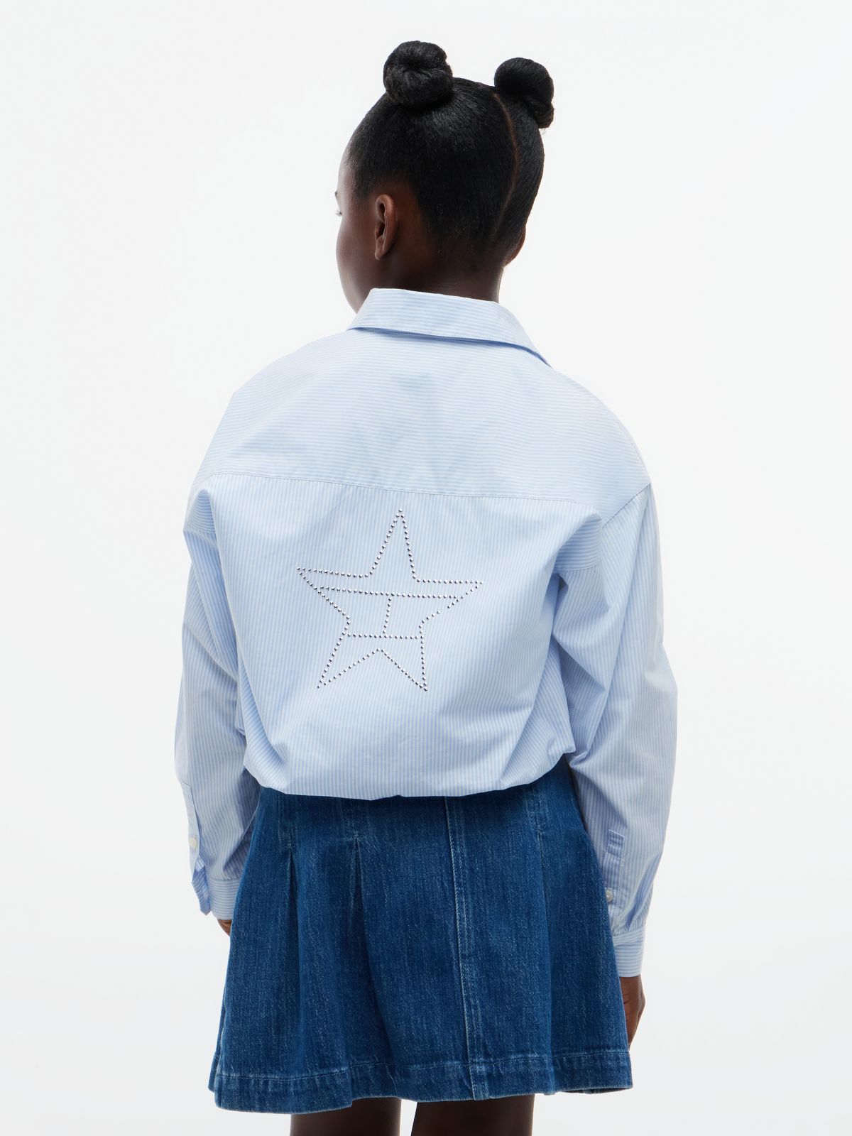 Regular Fit Back Diamanté Star Flag Shirt — Blue