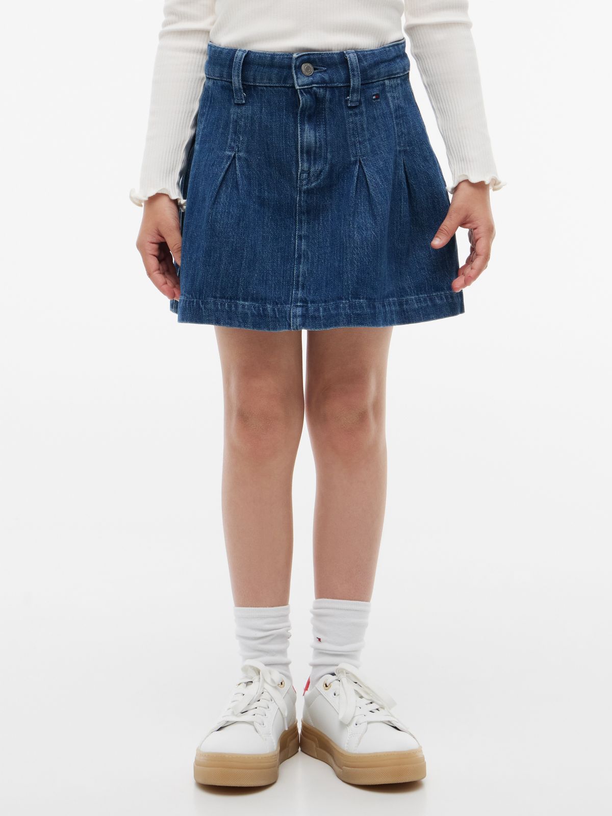 Pleated Denim Skirt — Denim