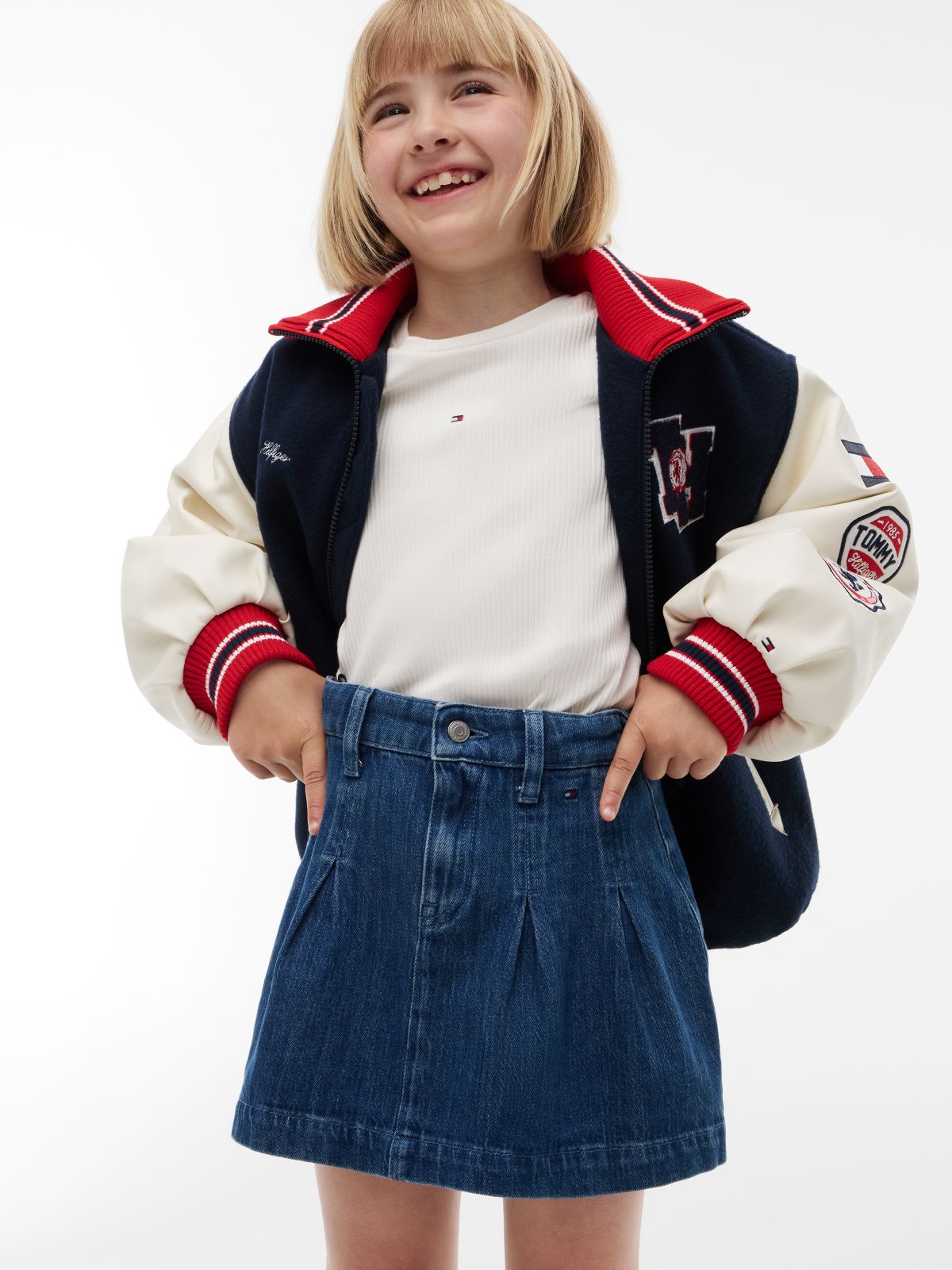 Pleated Denim Skirt — Denim