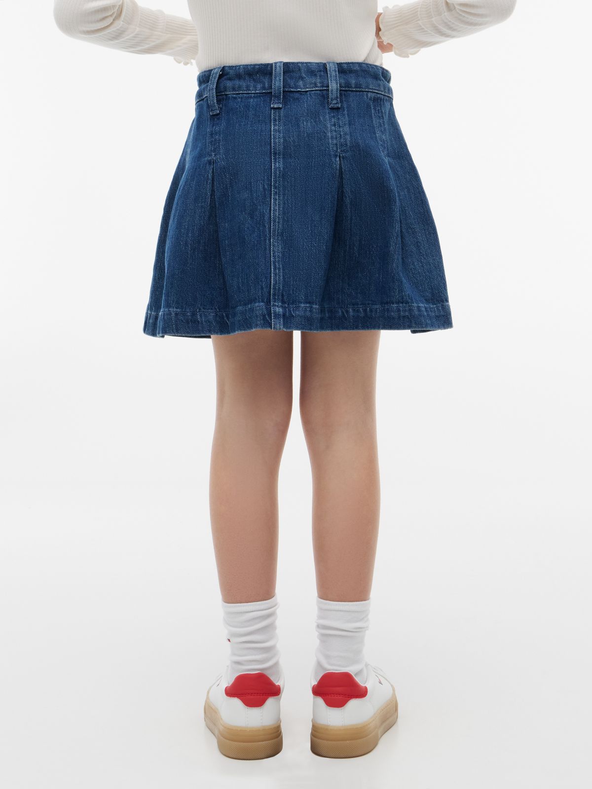 Pleated Denim Skirt — Denim