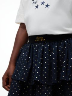 Metallic Polka Dot Tiered Skirt — Blue 3