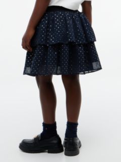 Metallic Polka Dot Tiered Skirt — Blue 4