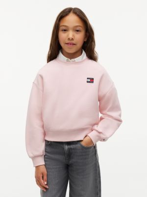 pink heritage logo relaxed sweatshirt for girls tommy hilfiger