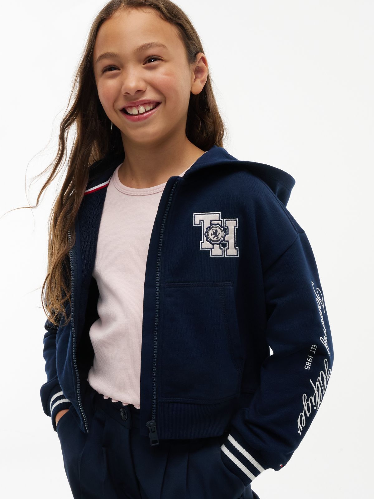 Crest Terry Relaxed Zip-Thru Hoody — Blue