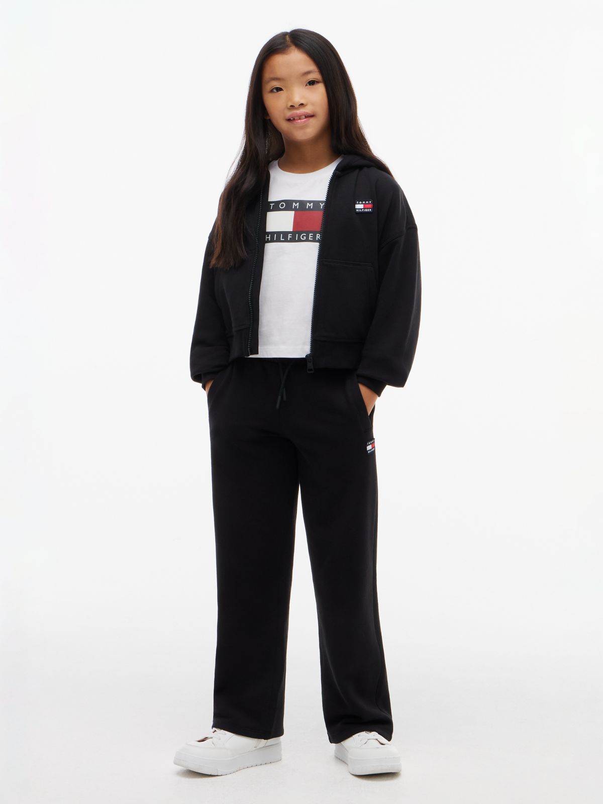 Heritage Flag Logo Wide Leg Joggers — Black