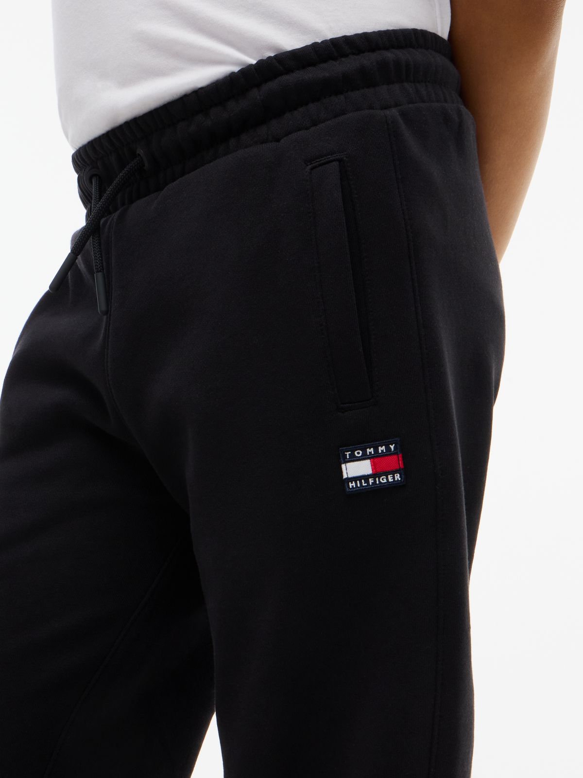 Heritage Flag Logo Wide Leg Joggers — Black