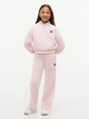 pink heritage flag wide leg joggers for girls tommy hilfiger