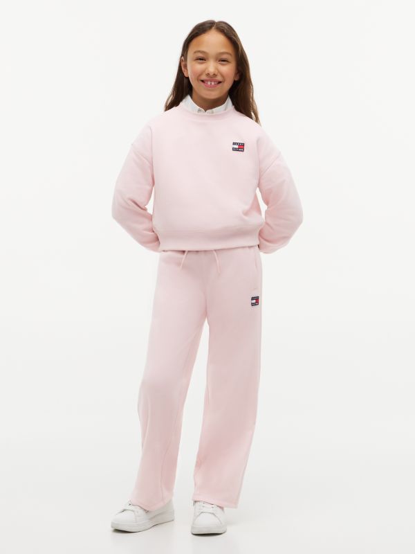 Heritage Flag Logo Wide Leg Joggers — Pink