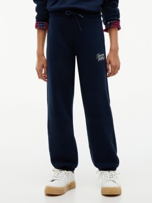 blue logo terry relaxed cuffed joggers for girls tommy hilfiger
