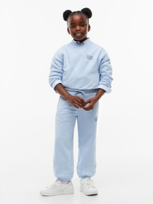 blue logo terry relaxed cuffed joggers for girls tommy hilfiger