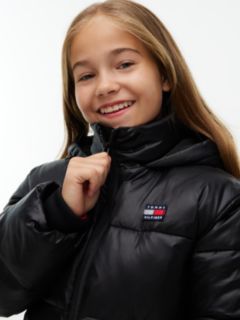 Heritage Shiny Relaxed Hooded Puffer Jacket — Black 3