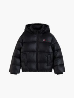 Heritage Shiny Relaxed Hooded Puffer Jacket — Black 5