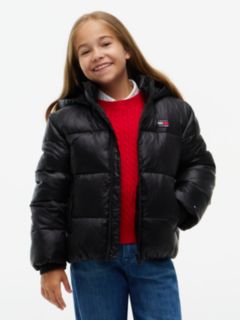 Heritage Shiny Relaxed Hooded Puffer Jacket — Black 1