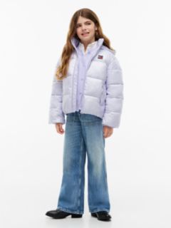 Heritage Shiny Relaxed Hooded Puffer Jacket — Purple 2
