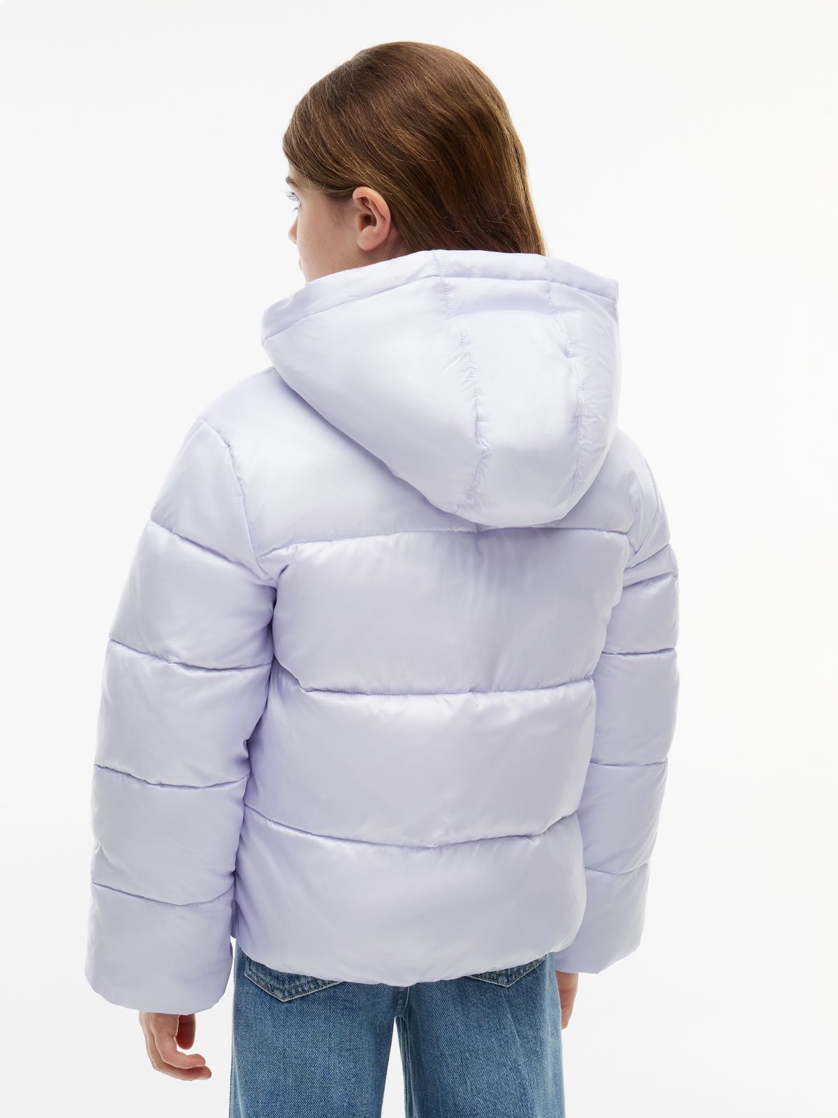 Heritage Shiny Relaxed Hooded Puffer Jacket — Purple
