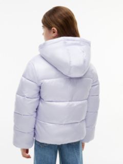 Heritage Shiny Relaxed Hooded Puffer Jacket — Purple 4