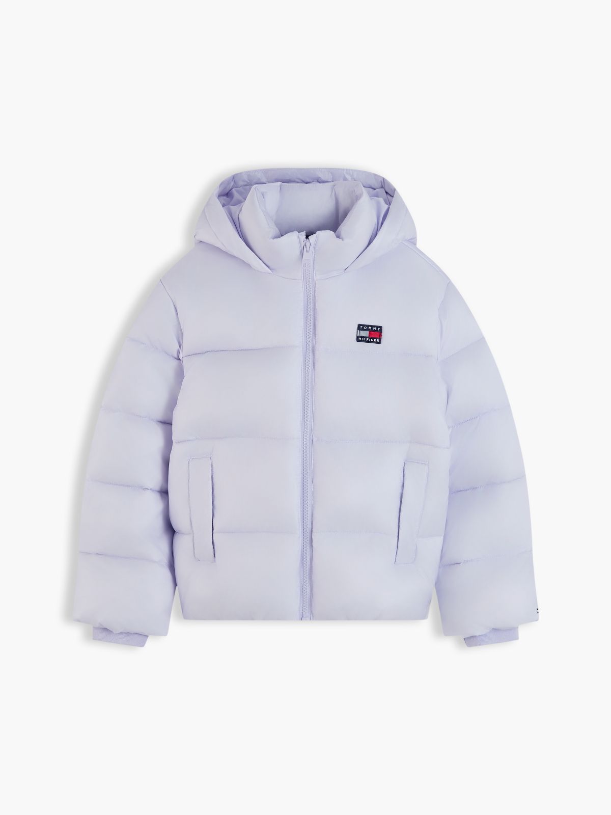Heritage Shiny Relaxed Hooded Puffer Jacket — Purple