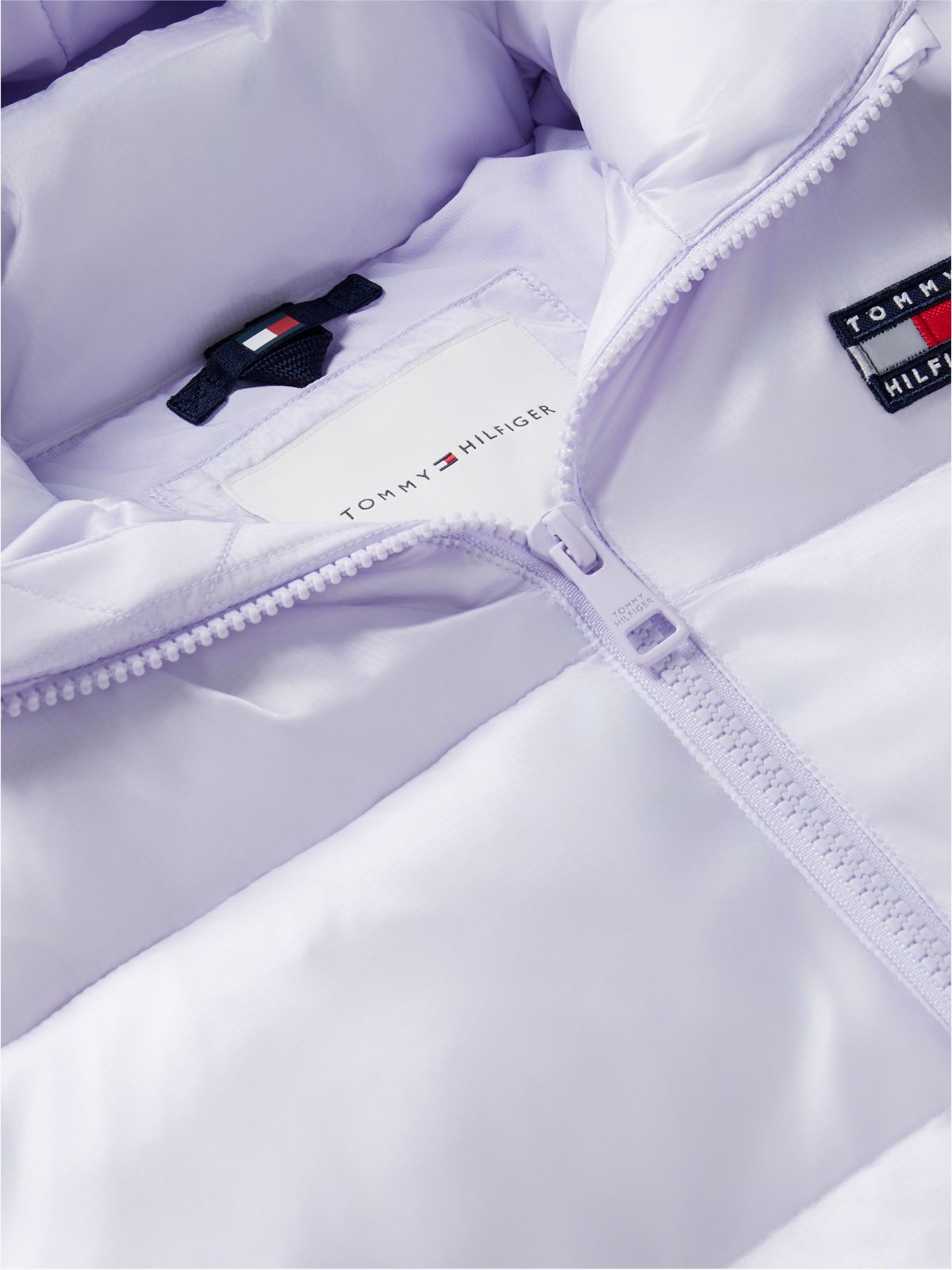 Heritage Shiny Relaxed Hooded Puffer Jacket — Purple