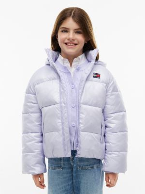 doudoune à capuche heritage brillante décontractée purple pour filles tommy hilfiger