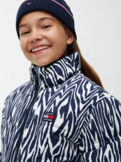 Zebra Print Reversible Relaxed Puffer Jacket — Blue 3