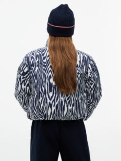Zebra Print Reversible Relaxed Puffer Jacket — Blue 5