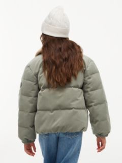 Teddy Collar Corduroy Relaxed Puffer Jacket — Green 5