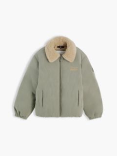 Teddy Collar Corduroy Relaxed Puffer Jacket — Green 6