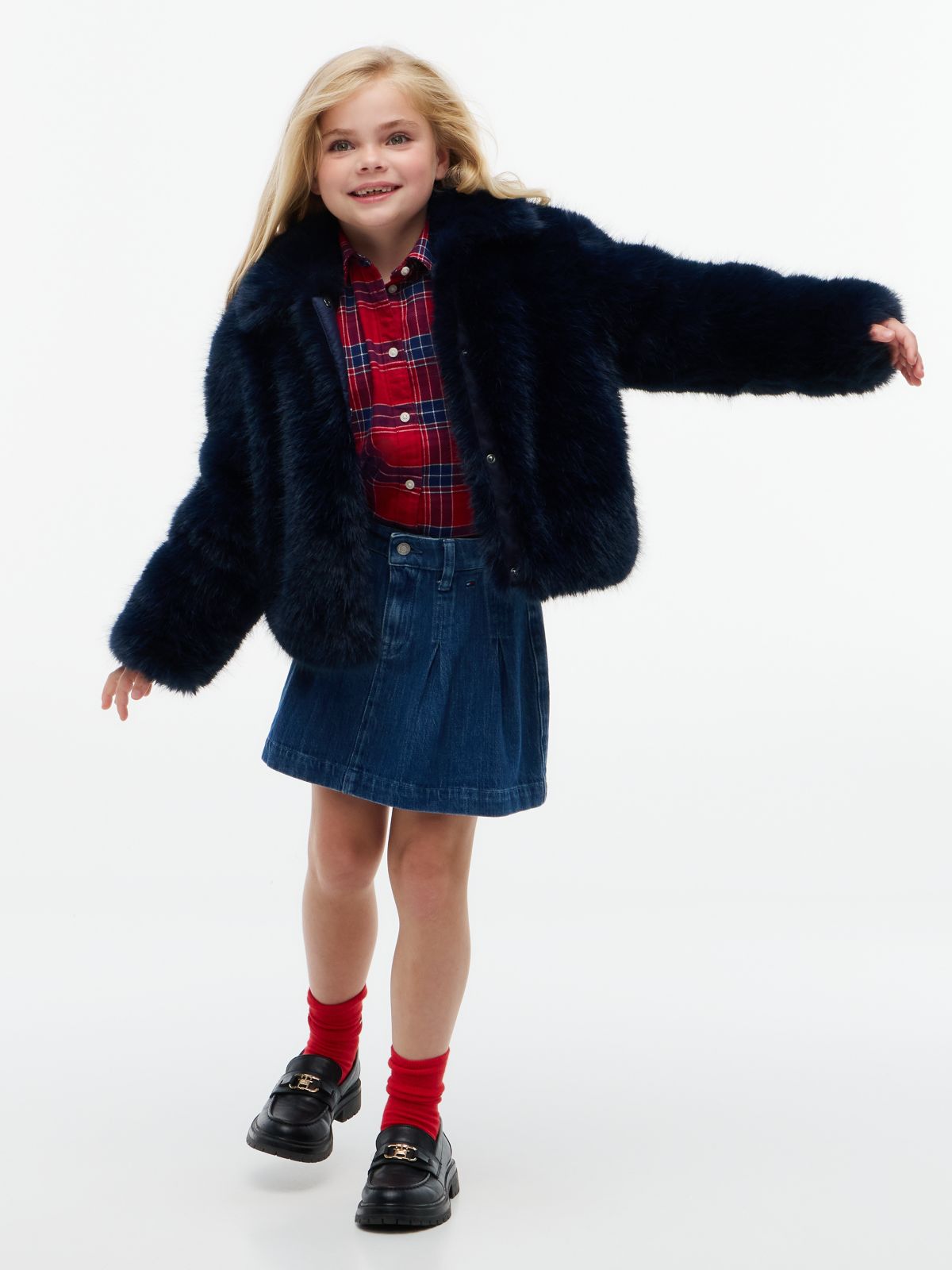 Faux Fur Quilted Lining Jacket — Blue