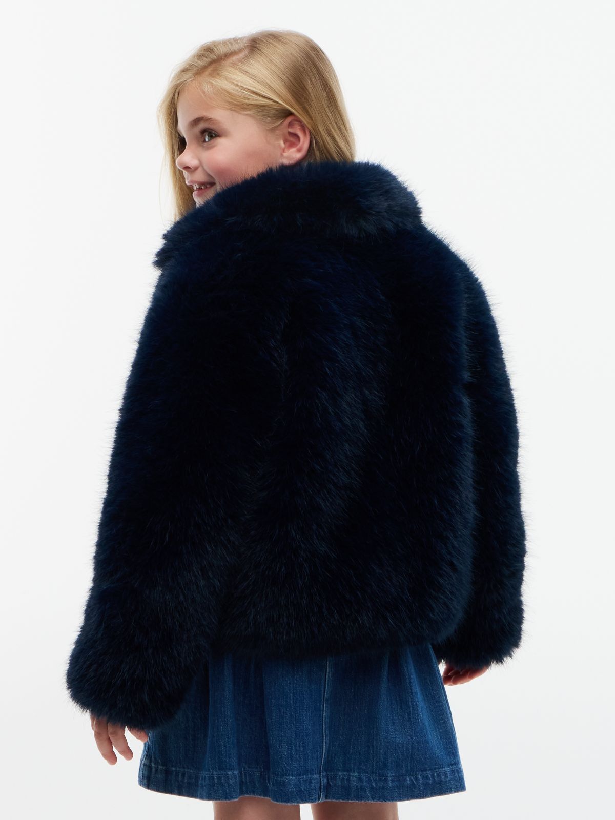 Faux Fur Quilted Lining Jacket — Blue