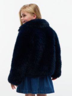 Faux Fur Quilted Lining Jacket — Blue 4