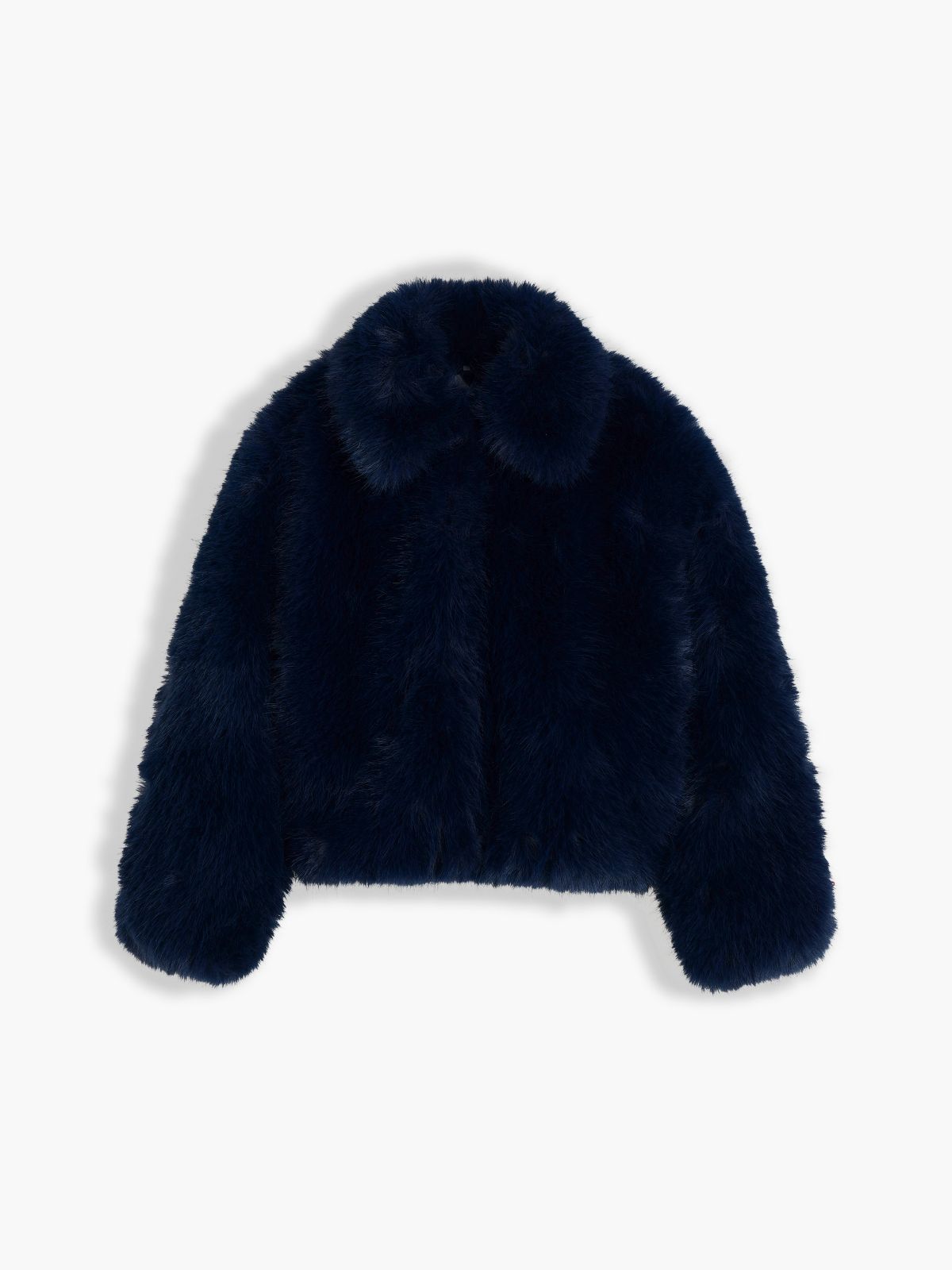 Faux Fur Quilted Lining Jacket — Blue