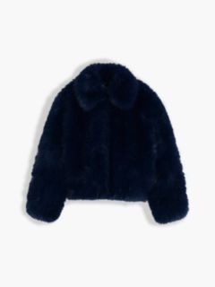 Faux Fur Quilted Lining Jacket — Blue 5