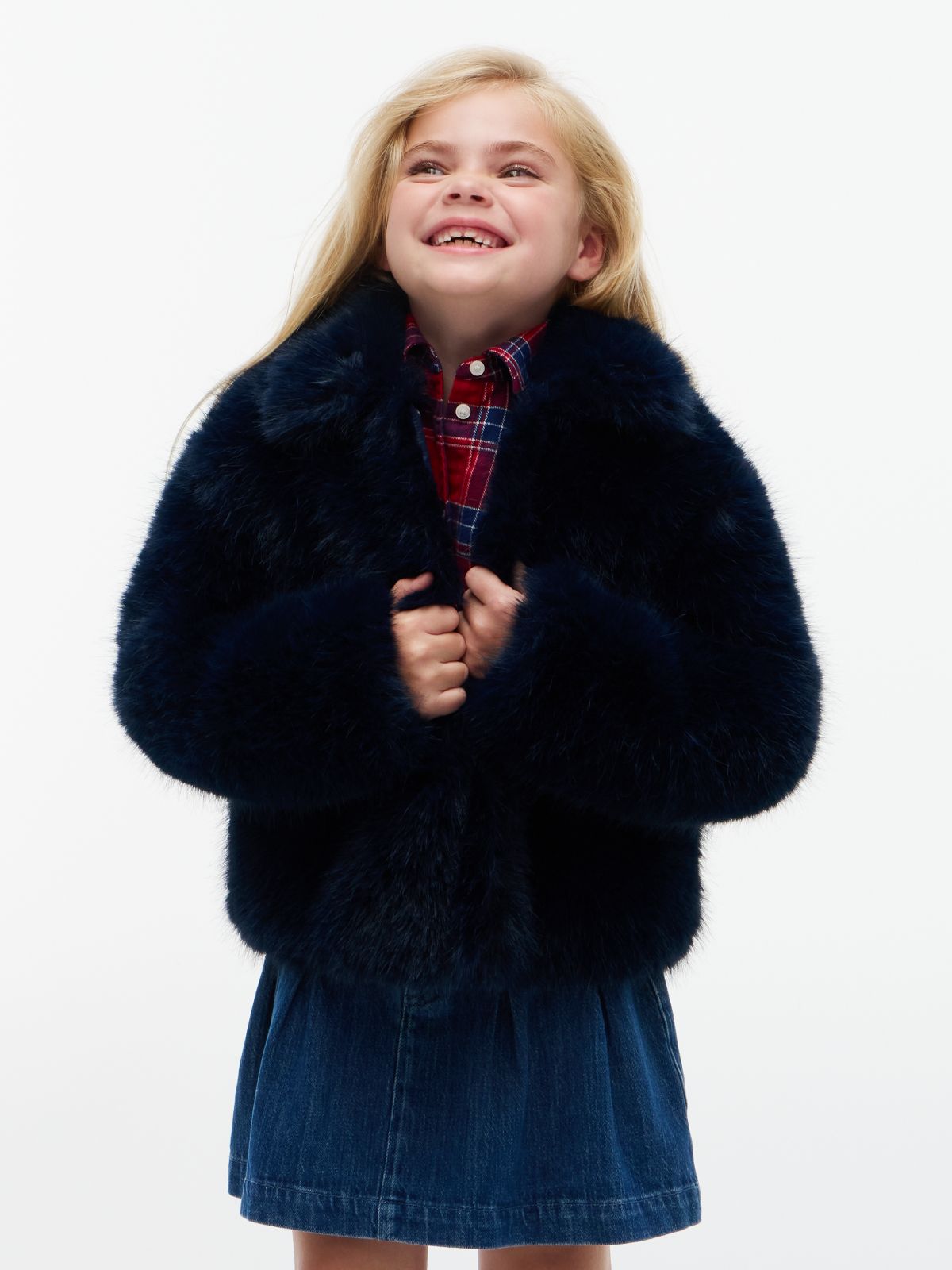 Faux Fur Quilted Lining Jacket — Blue