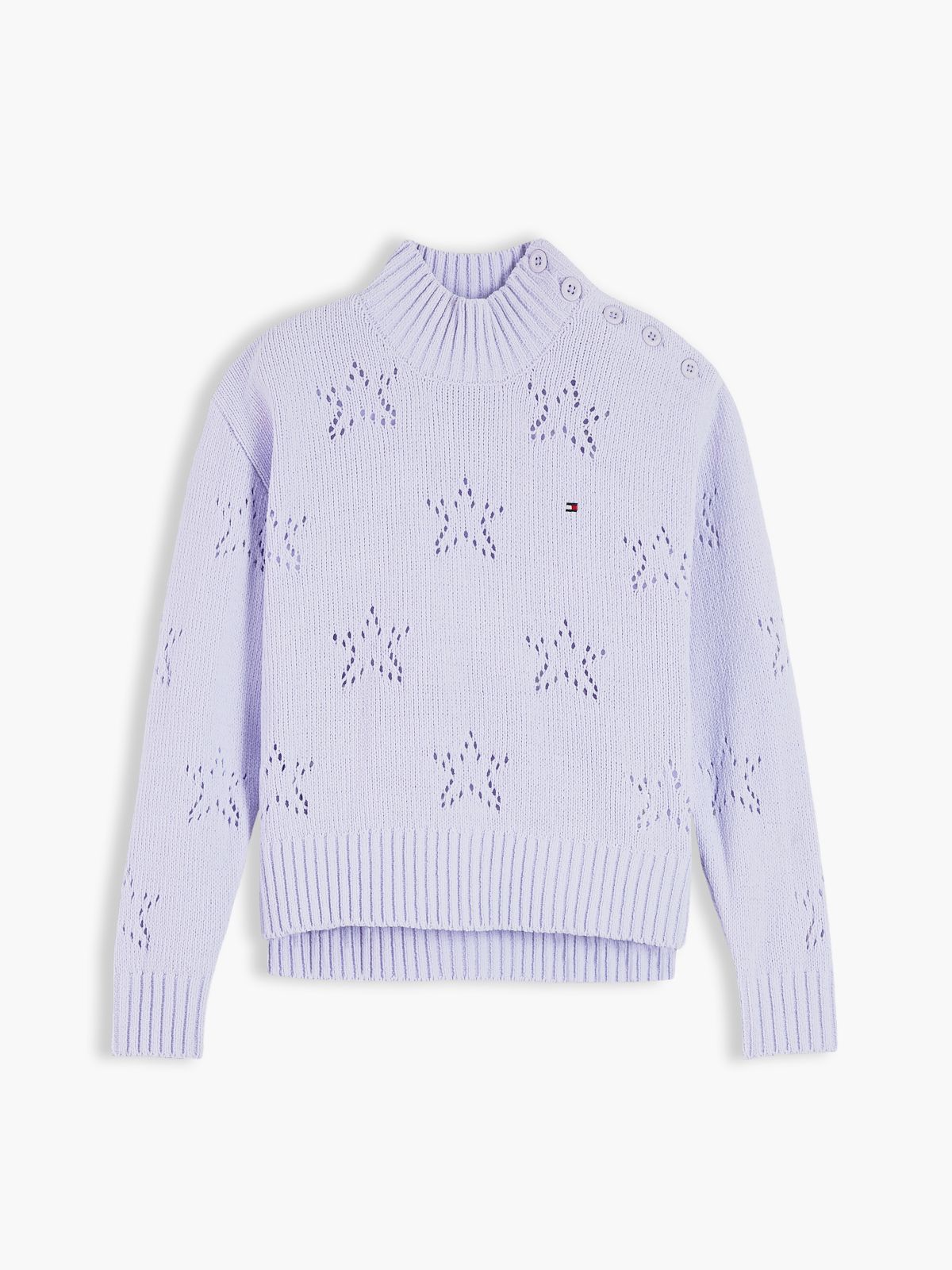Pointelle Star Relaxed Chenille Jumper — Purple