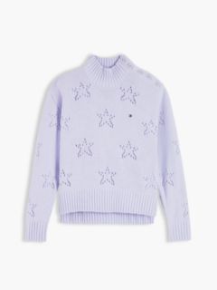 Pointelle Star Relaxed Chenille Jumper — Purple 5