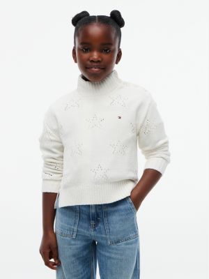 yellow pointelle star relaxed chenille jumper for girls tommy hilfiger
