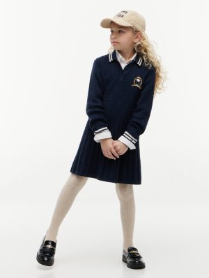 blue peanuts® cable knit jumper dress for girls tommy hilfiger