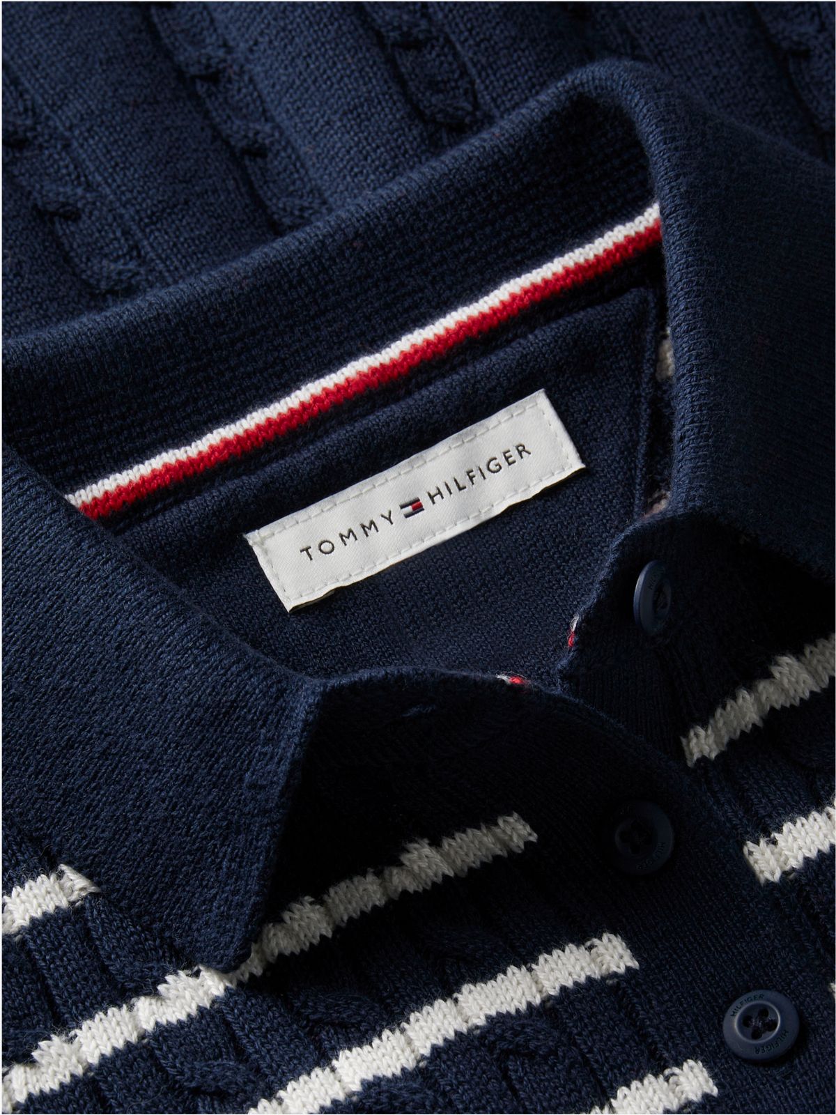 Cable Knit Polo Jumper Dress — Blue
