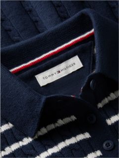 Cable Knit Polo Jumper Dress — Blue 6