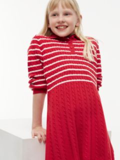 Cable Knit Polo Jumper Dress — Red 2