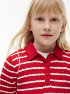 Cable Knit Polo Jumper Dress — Red 3
