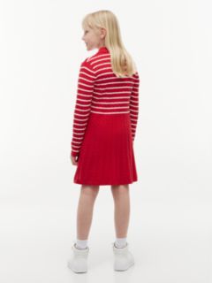 Cable Knit Polo Jumper Dress — Red 4