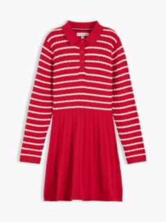 Cable Knit Polo Jumper Dress — Red 5