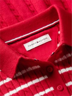 Cable Knit Polo Jumper Dress — Red 6