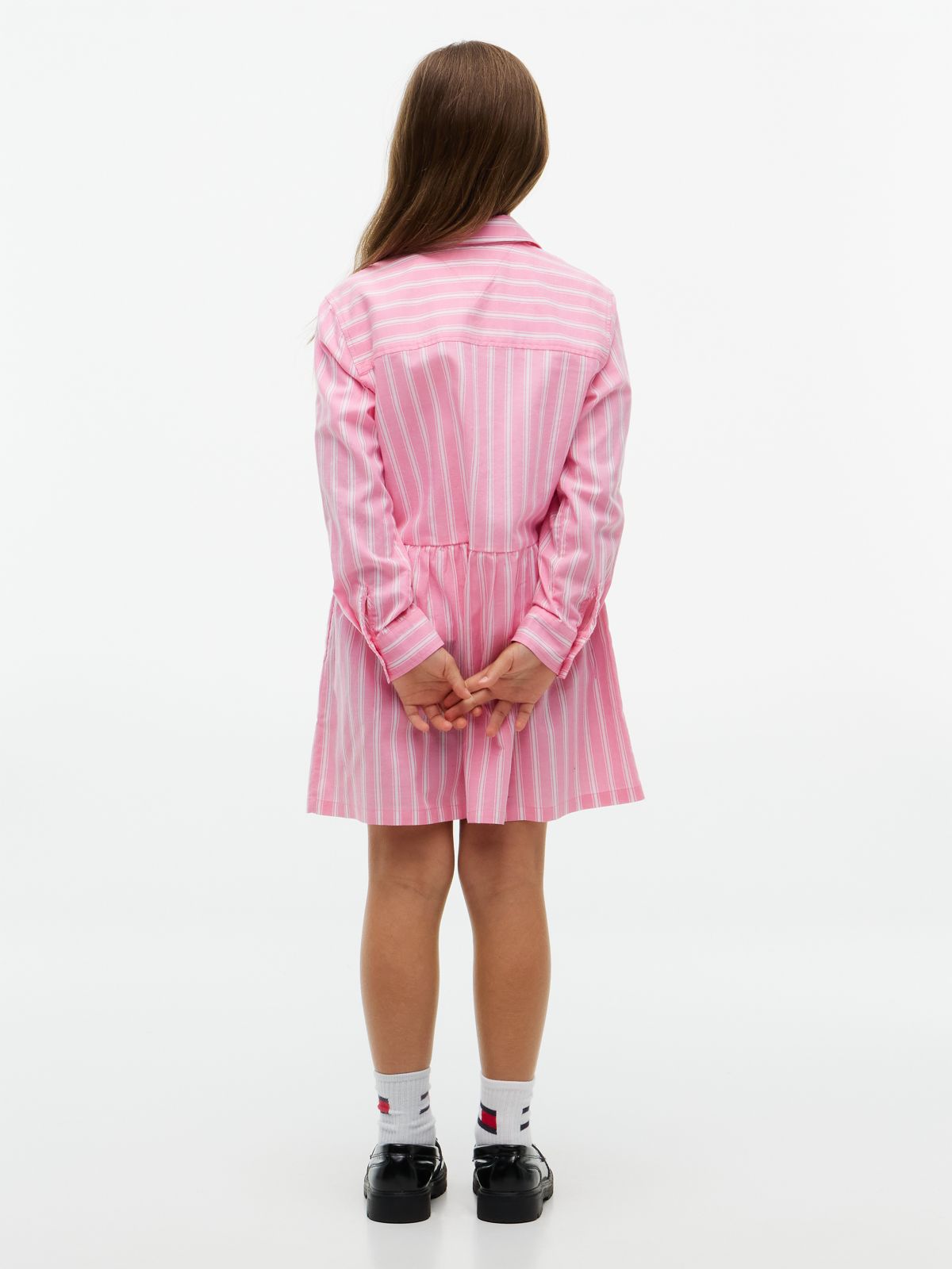 Essential Patch Pocket Oxford Shirt Dress — Pink