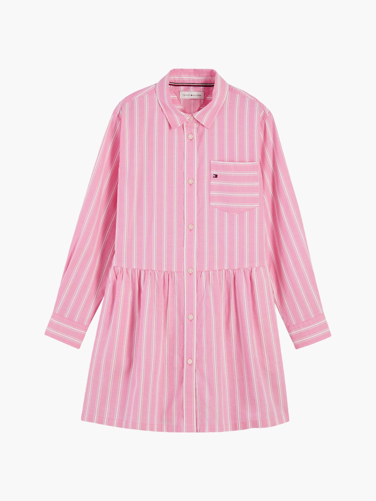 Essential Patch Pocket Oxford Shirt Dress — Pink