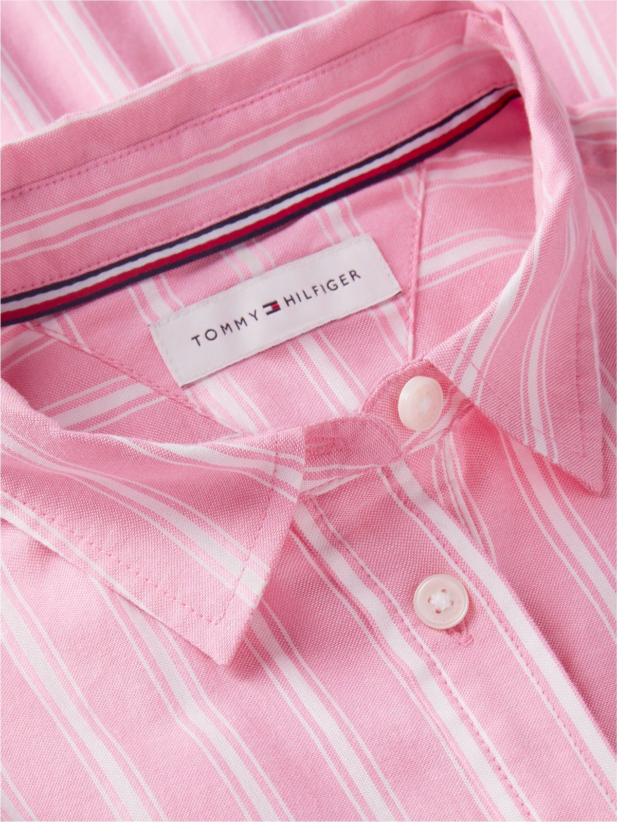 Essential Patch Pocket Oxford Shirt Dress — Pink