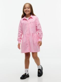 Essential Patch Pocket Oxford Shirt Dress — Pink 1