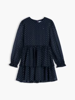 Metallic Polka Dot Tiered Dress — Blue 5