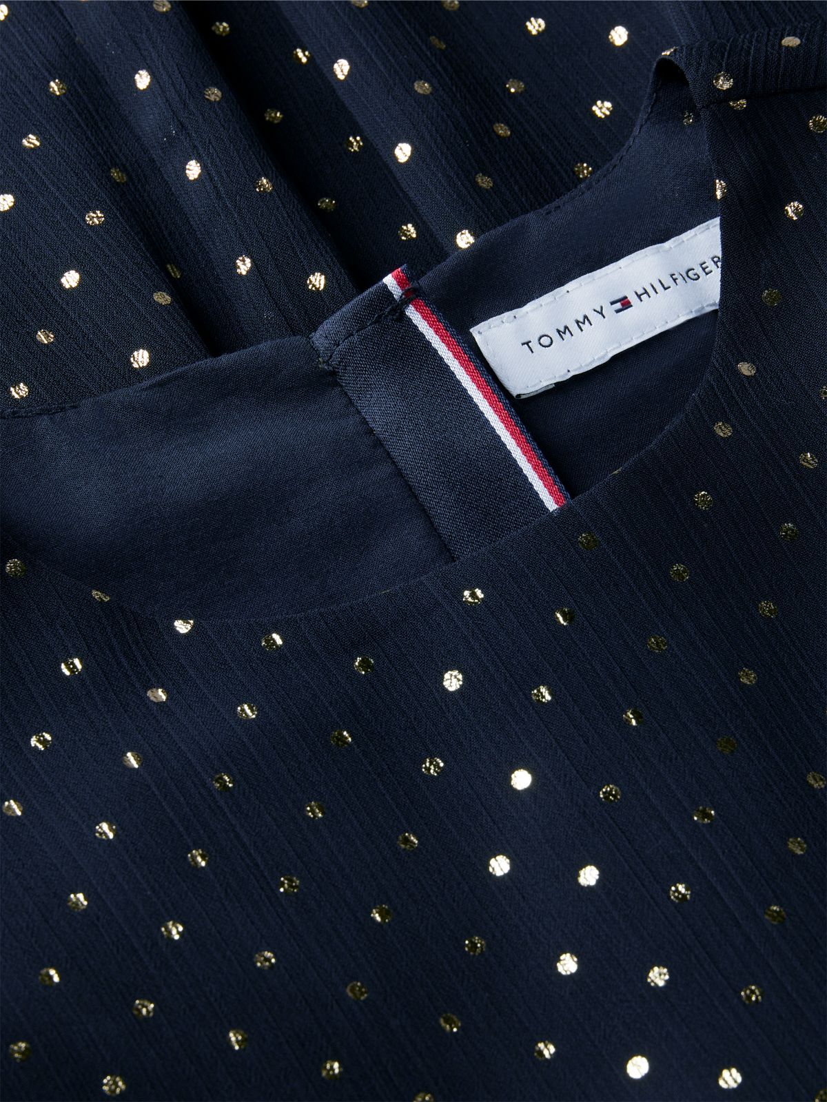 Metallic Polka Dot Tiered Dress — Blue
